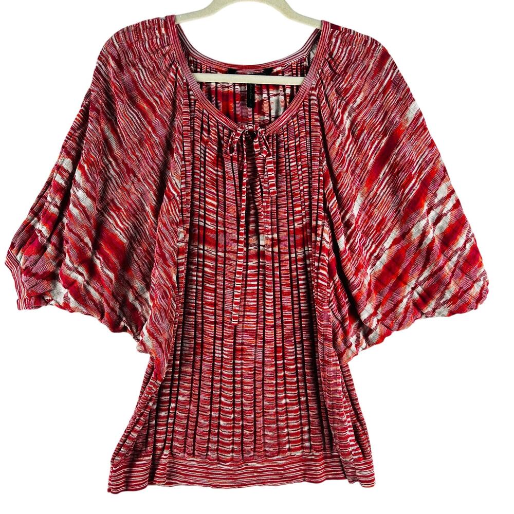 BCBG MAXAZRIA Womens Azlea Dolman Top S Red Space Dye Silk Cotton Blend Tunic